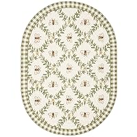SAFAVIEH Chelsea Collection Area Rug - 6' x 9' Oval, Ivory & Green, Hand-Hooked French Country Wool, Floral Design, Ideal for Living Room, Bedroom, Dining Room (HK55A-6OV)