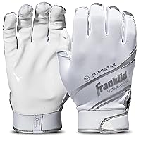 Franklin Sports Supratak Football Receiver Gloves - White/Chrome - Youth Small