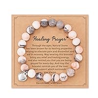 HGDEER Inspirational Stress Relief Gifts, Natural Stone Amethyst Healing Bracelet for Women Teen Girls