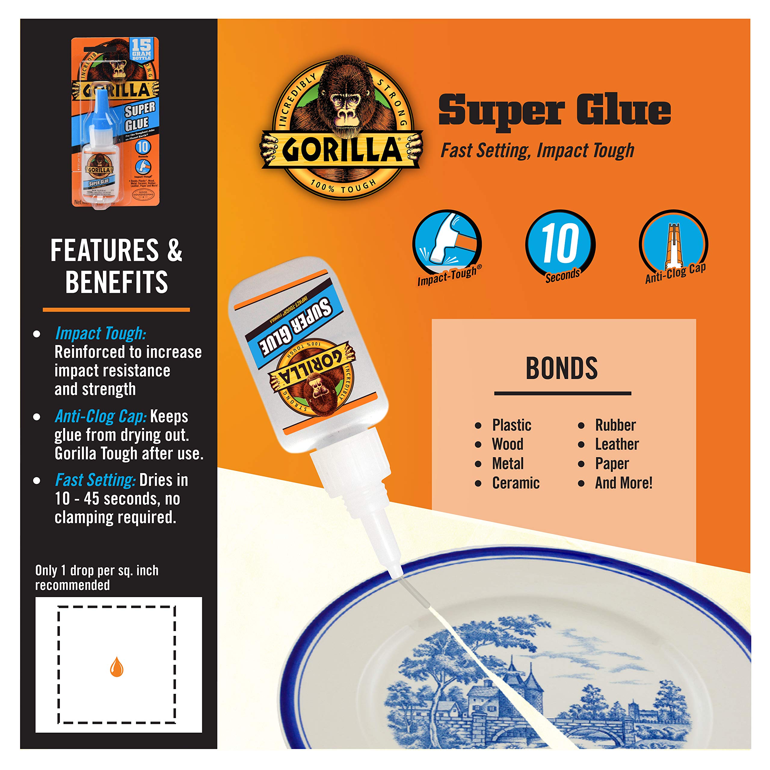 Gorilla Super Glue 15 Gram, Clear, (Pack of 1)