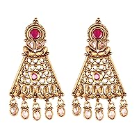 Wedding wear Style Ruby Stone Indian Polki Earrings Partywear Jewelry