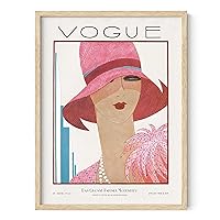 HAUS AND HUES Pink Wall Art - Vintage Vogue Framed Art Print, Bedroom Wall Decor (16x12 Beige Framed, Pastels, Glam, ISO-9001)