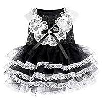 Dog Dress for Small Dogs or Cats Breathable and Soft Puppy Tutus Kitties Princess Lace Dress for The Masquerade Celebrate Birthday Party Anniversary (Black,S)