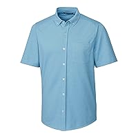 Cutter & Buck Men's Short Sleeve Cotton-Blend Knit Reach Oxford Shirt