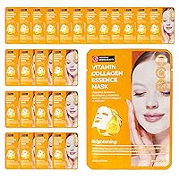 Original Derma Beauty Collagen Face Masks 24 PK Brightening Vitamin Face MaskS Skin Care Sheet Masks Set for Beauty & Personal Care Korean Face Mask