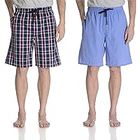 Hanes Men's 2-Pack Plaid Sleep Shorts Blue/Red Plaid Medium