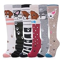 MQELONG 3-12 Year Old Girls Knee High Socks Kids Cute Crazy Funny Animal Pattern Long Boot Socks 6 Pairs