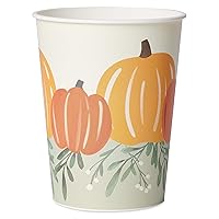 American Greetings 8-Count 16 oz Plastic Party Cups, Pumpkin Thanksgiving Party Supplies