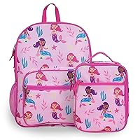 Wildkin Day2Day Kids Backpack Bundle with Lunch Box Bag (Groovy Mermaids)