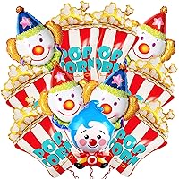 Giant, Popcorn Balloons and Clown Balloons Set - Pack of 11 | Popcorn Movie Night Balloons for Movie Night Decorations | Carnival Theme Party Decorations | Clown Head Balloon for Circus Theme Party
