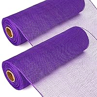 Ribbli 2 Rolls Purple Mesh Ribbon,10 inch x 30 feet(10Yard) Per Roll, Halloween Ribbon for Wreath Swags and Christmas Tree Decoration (Non-Metallic)