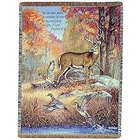 Manual Inspirational Collection 50 x 60-Inch Tapestry Throw with Verse, Fur Feathers and Fall by Linda Pickens,