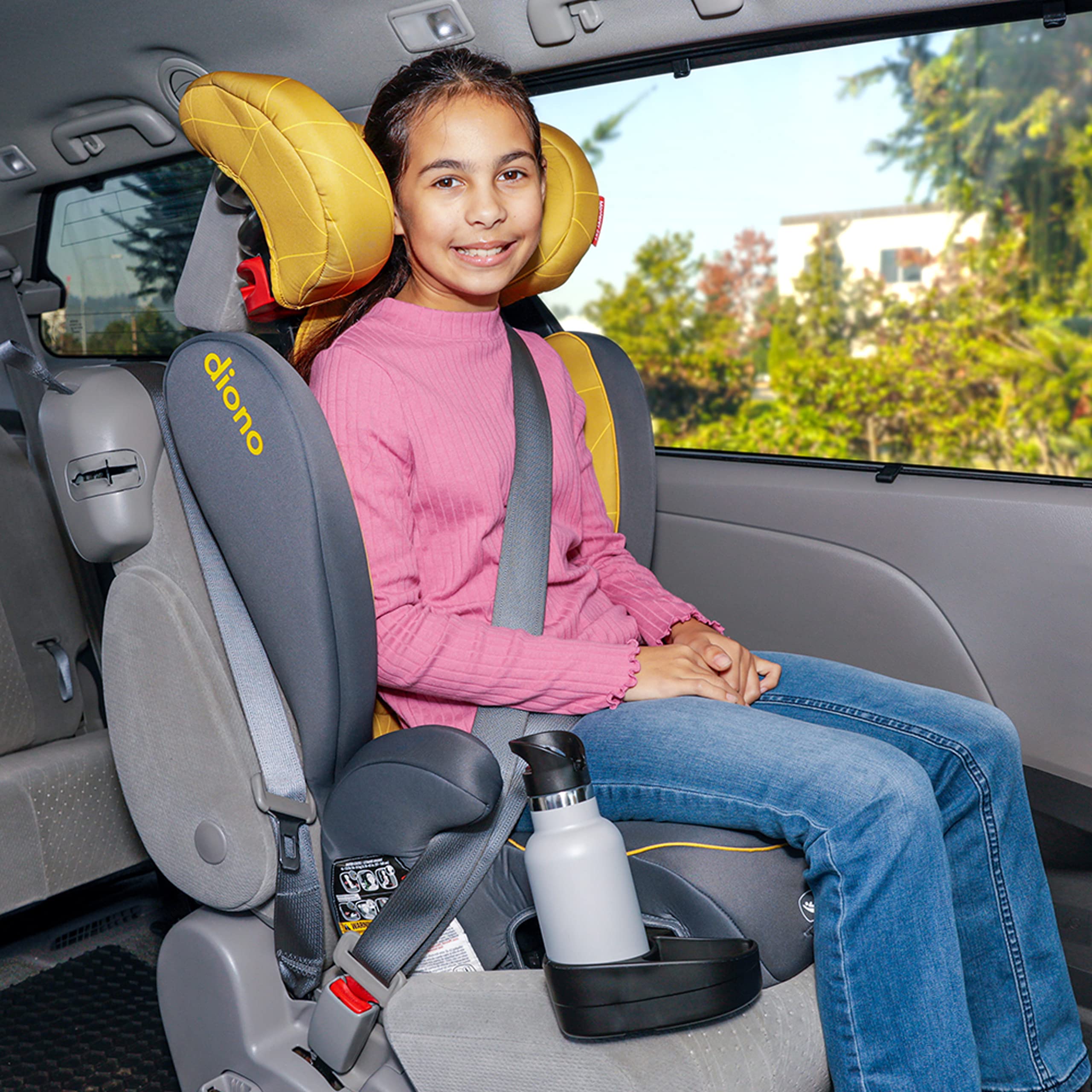 Diono Monterey 2XT Latch 2 in 1 High Back Booster Car Seat with Expandable Height & Width, Side Impact Protection, 8 Years 1 Booster, Yellow Sulphur