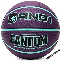 AND1 Fantom Rubber Basketball: Official Regulation Size 7 (29.5 inches) Rubber Basketball - Deep Channel Construction Streetball, Made for Indoor Outdoor Basketball Games