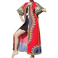 RaanPahMuang Casual Outer Cloak Part Dress Bold Dashiki Ladies Dress Flow Robe