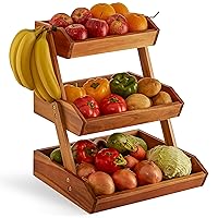 Super Large Size Fruit Basket, Fruit Bowl, 3 Tier Fruit Basket for Kitchen, Fruit Stand Storage Holder, Heavy Duty/Large Capacity for Fruit, Vegetables and Home Kitchen Countertop Organizer