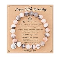 HGDEER 30/40/50/60 Birthday Gifts for Women, Natural Stone Heart Bracelets for Mom Auntie Wife Friend Sister