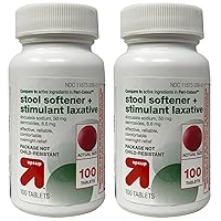 Stool Softener Plus Stimulant Laxative, Docusate Sodium 50 mg, Sennosides 8.6 mg, 100 Count (Pack of 2)