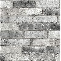NUS3550 London Brick Peel & Stick Wallpaper, Grey