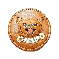 CHIHUAHUA Compact Mirror/Genuine leather/handcraft/made in Japan/