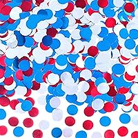 Red Blue White Foil Metallic Round Table Confetti Decor Circle Dots Mylar Table Scatter Confetti 4th of July American Theme Birthday Independence National Day Patriotic Party Confetti Decorations, 60g