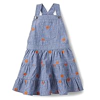 Gymboree girls Toddler Embroidered Sleeveless Skirtall Jumpers,Pumpkin Chambray,4T