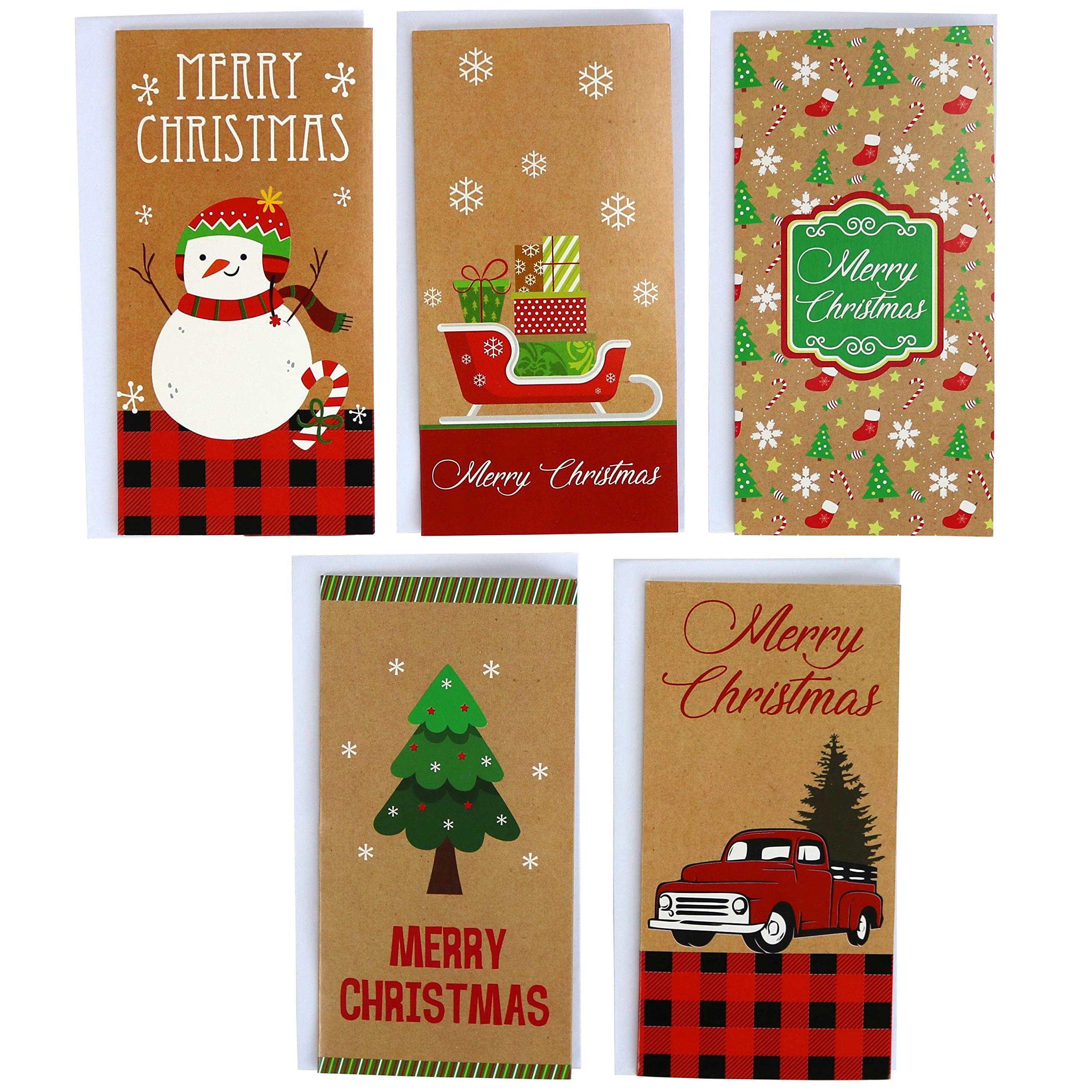 Iconikal Kraft Christmas Gift Card/Money Holders and Envelopes, 30-Count