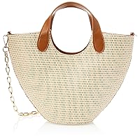 The Drop Women's Jade Straw Tote with Chain Strap