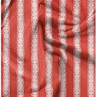 Soimoi Velvet Orange Fabric by The Yard - 54 Inch Wide - Stripe - Classic Charm with Stripe Patterns Printed Fabric