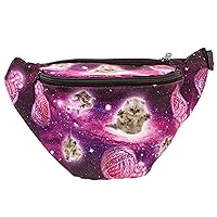 Galaxy Cat Fanny Pack - Cute Cool Rave Festival Waist Bag with Hidden Pocket