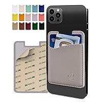 Premium Leather Phone Card Holder - Stick On Wallet for iPhone and Android Smartphones - Minimalist Style with Non-Slip Lining Secures Up to 3 Cards Kangaroo