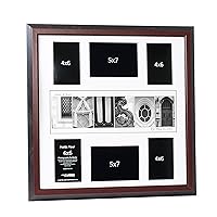 Creative Letter Art© Personalized 20 by 20 inch 6 Opening Framed Time Capsule Collage created with Architectural Alphabet Photograph Letters for Personalized Gift Book Registry including Signature Board - Holds 4 by 6 and 5 by 7 inch Photos