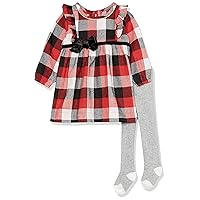 Mud Pie One Size Baby Girl Buffalo Check Dress and Tight Set