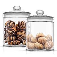 JoyJolt Elegant Cookie Jar. 2 Large Glass Jar With Lid. Jars for Kitchen Counter with Lids, Candy Jar, Decorative Apothecary Canisters, Half Gallon Lid Airtight