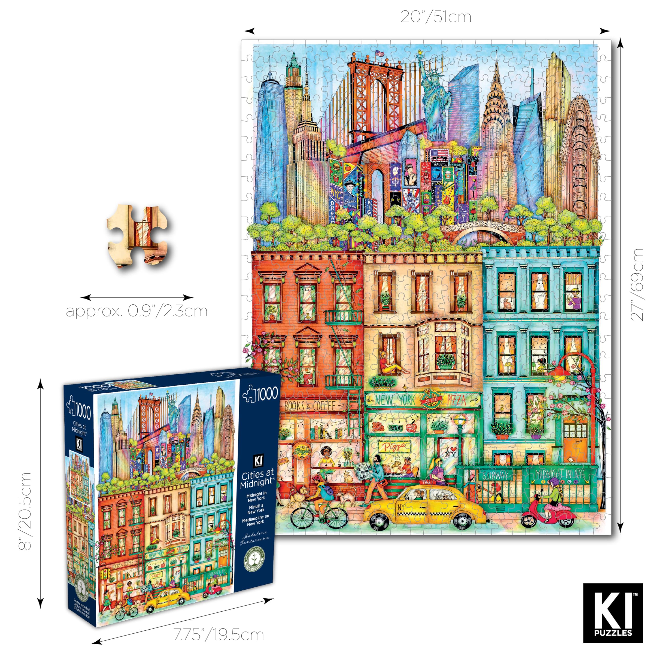 KI Puzzles 1000 Piece Puzzle for Adults Madalina Tantareanu Cities: New York 27x20 Jigsaw PLAYVIEW Brands Multicolor