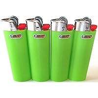 Bic Lime Green Classic Full Size Lighters New Lot of 4