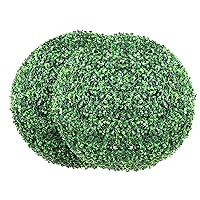 VEVOR 2 Pcs 20” Artificial Plant Topiary Ball, Faux Boxwood Balls with 2 LED Light String, All-Year Green Faux Plant Decorative Balls for Backyard, Balcony,Garden, Wedding and Home Décor