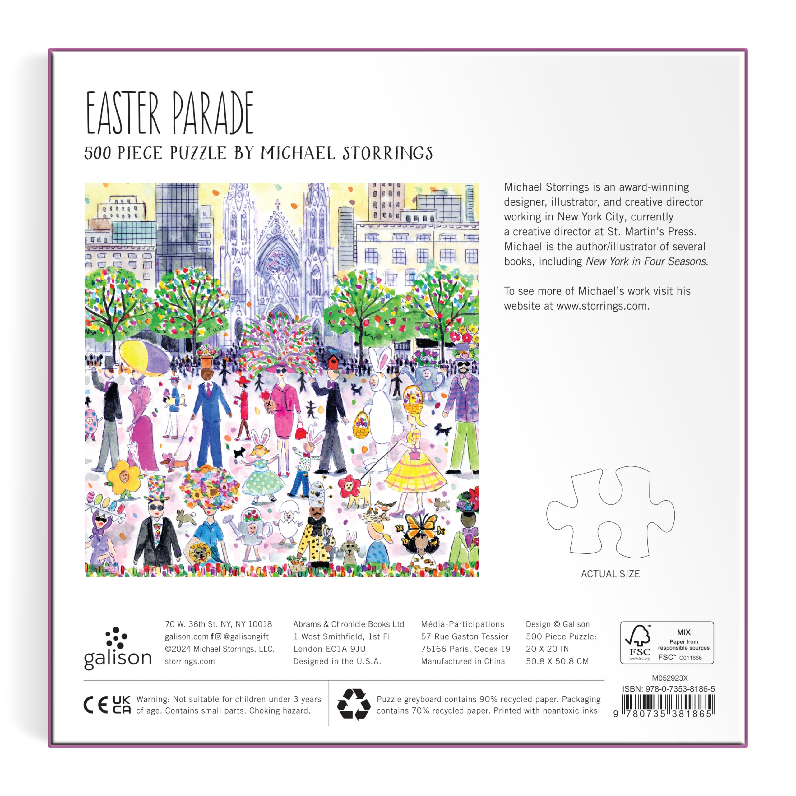 Galison Easter Parade – 500 Piece Michael Storrings Puzzle Featuring The Joy and Energy of A Springtime Easter Parade