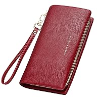Womens Wallet RFID Large Capacity Zip Around Wallet PU Leather Credit Card Holder Clutch Wristlet Wallet Travel Purse