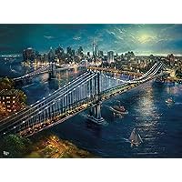 Ceaco - Silver Select - Thomas Kinkade - Moonlight Over Manhattan - 1000 Piece Jigsaw Puzzle for Adults Challenging Puzzle Perfect for Game Nights - Finished Size 26.75 x 19.75