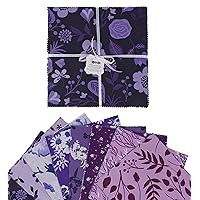 Soimoi Precut 10-inch Florals Prints Cotton Fabric Bundle Quilting Squares Charm Pack DIY Patchwork Sewing Craft- Purple