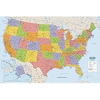 Write On/Wipe Off Laminated United States Map 50 x 33 Inch (HOD720)