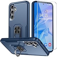for Samsung Galaxy A35 5G Case, A35 5G Phone Case with [1*Tempered Glass Screen Protector][10FT Military Fully Body Shockproof] 360 Rotatable Stand,Compatible with Samsung A55 5G-Blue