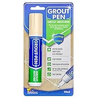 Grout Pen Cream Tile Paint Marker: Waterproof Grout Paint Pen, Tile Grout Colorant and Sealer Pen for Bathroom, Shower, Kitchen, More - Cream, Wide 15mm Tip (20mL)