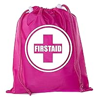 Drawstring Bags for Mini First Aid Kit, Emergency Medical Bag for Medicine - Pink CA2655FirstAid S1