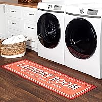 nuLOOM Graphic Machine Washable Laundry Mat, 2x5, Red