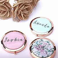 Personalized Compact Mirror Bridesmaid Gift, Any Logo Image, Wedding Favors Watercolor Flower Gift for her
