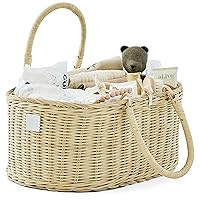 Baby Diaper Caddy Organizer - Handmade Rattan - Luxury Diaper Caddy Basket - Cute Diaper Caddy for Baby Girl & Diaper Caddy for Baby Boy - Nursery Basket