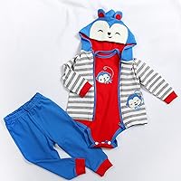 Fit for 24 inch Reborn Baby Doll Boy Outfit Cute Newborn Baby Doll Matching Clothes ONLY with Monkey Pattern 3 pcs Clothing Sets