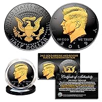 2019 Black Ruthenium JFK Half Dollar U.S. Coin 2-Sided 24K Gold (P-Mint)